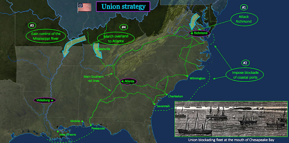 Union strategy, 1861 map